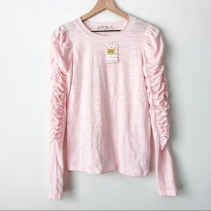 NWT Free People Natasha Ruffle Sleeve Top Light Pink Size XS